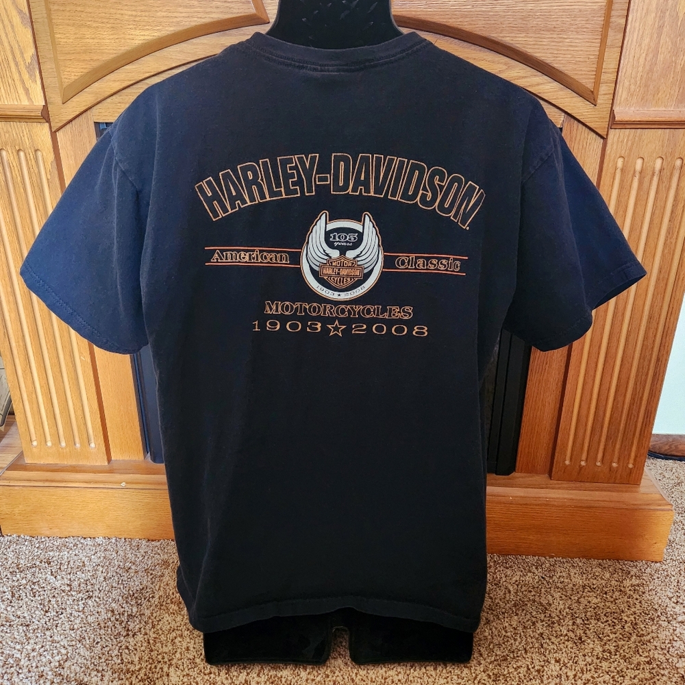 Large Harley Davidson Shirt 105 Anniversary Wings American Classic 2008 USA